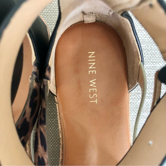 Nine West Bounce Leopard Print Ankle Wrap With Buckle Sandals Size 8.5 - Picture 4 of 11